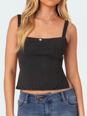 Kaia Polka Dot Tie Back Top Edikted size M, brand new with tags